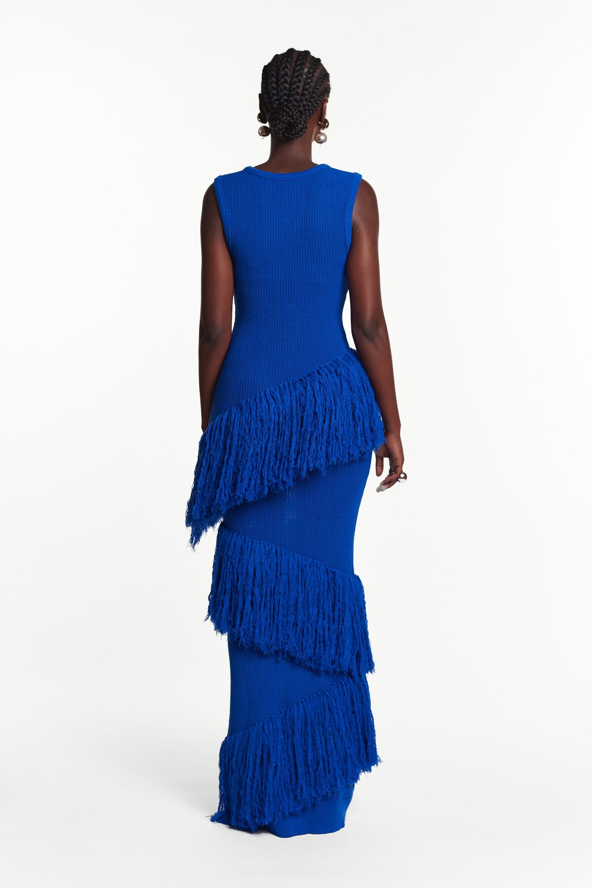 UYAI Sequin Fringe Maxi Dress in BLUE