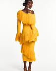 IGHO Sequin Fringe Midi Dress in YELLOW