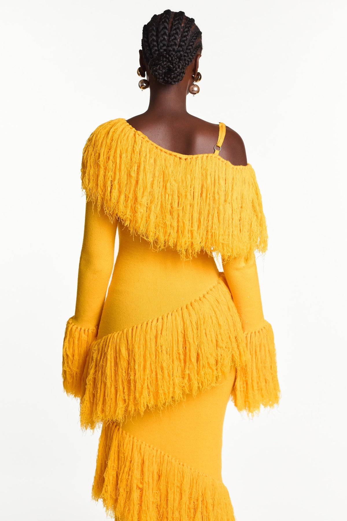 IGHO Sequin Fringe Midi Dress in YELLOW