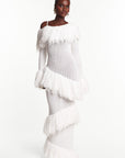 IGHO Sequin Fringe Maxi Dress in WHITE