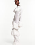 IGHO Sequin Fringe Maxi Dress in WHITE