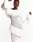 IGHO Sequin Fringe Maxi Dress in WHITE