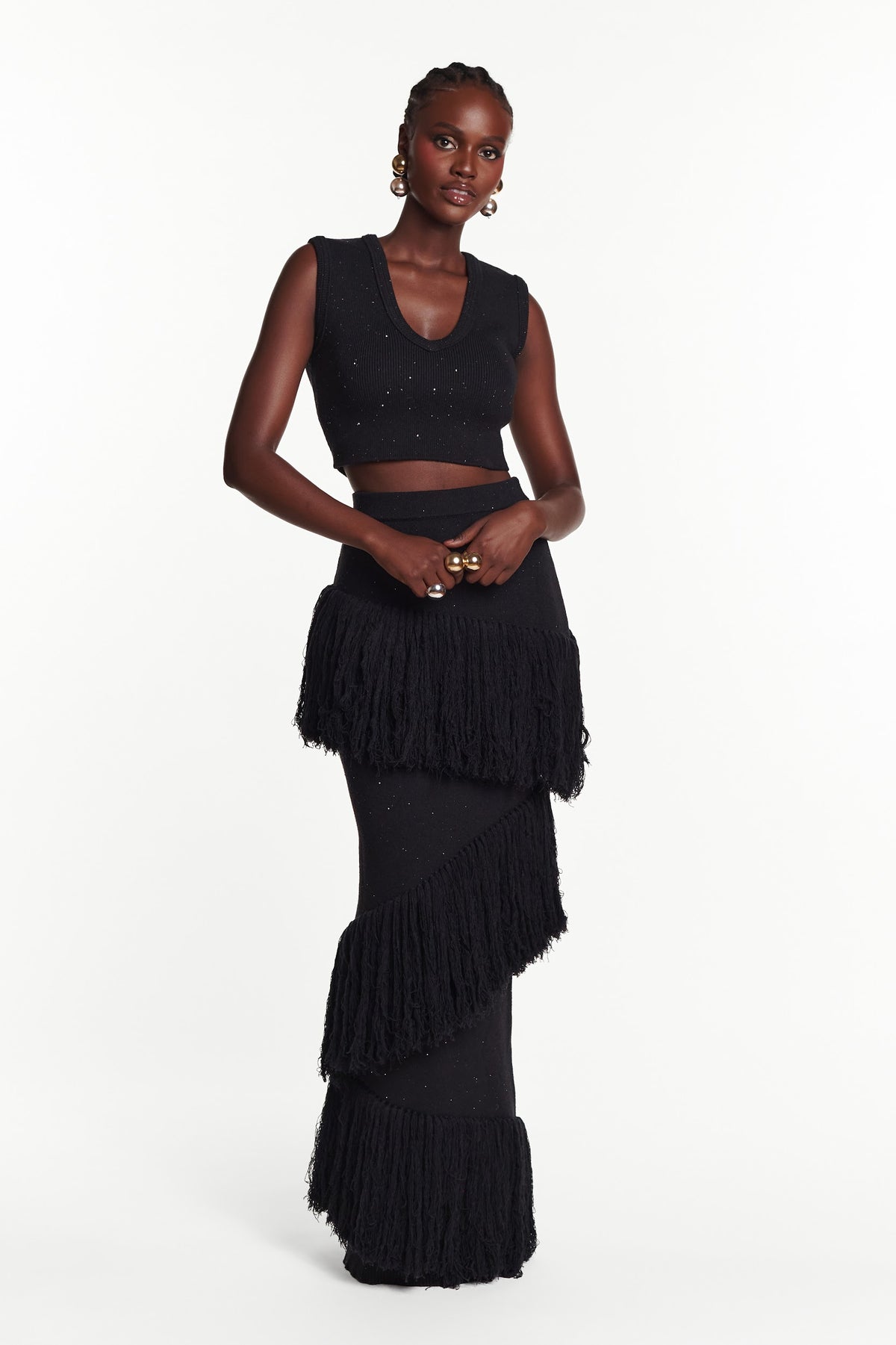MMA Sequin Fringe Set in BLACK