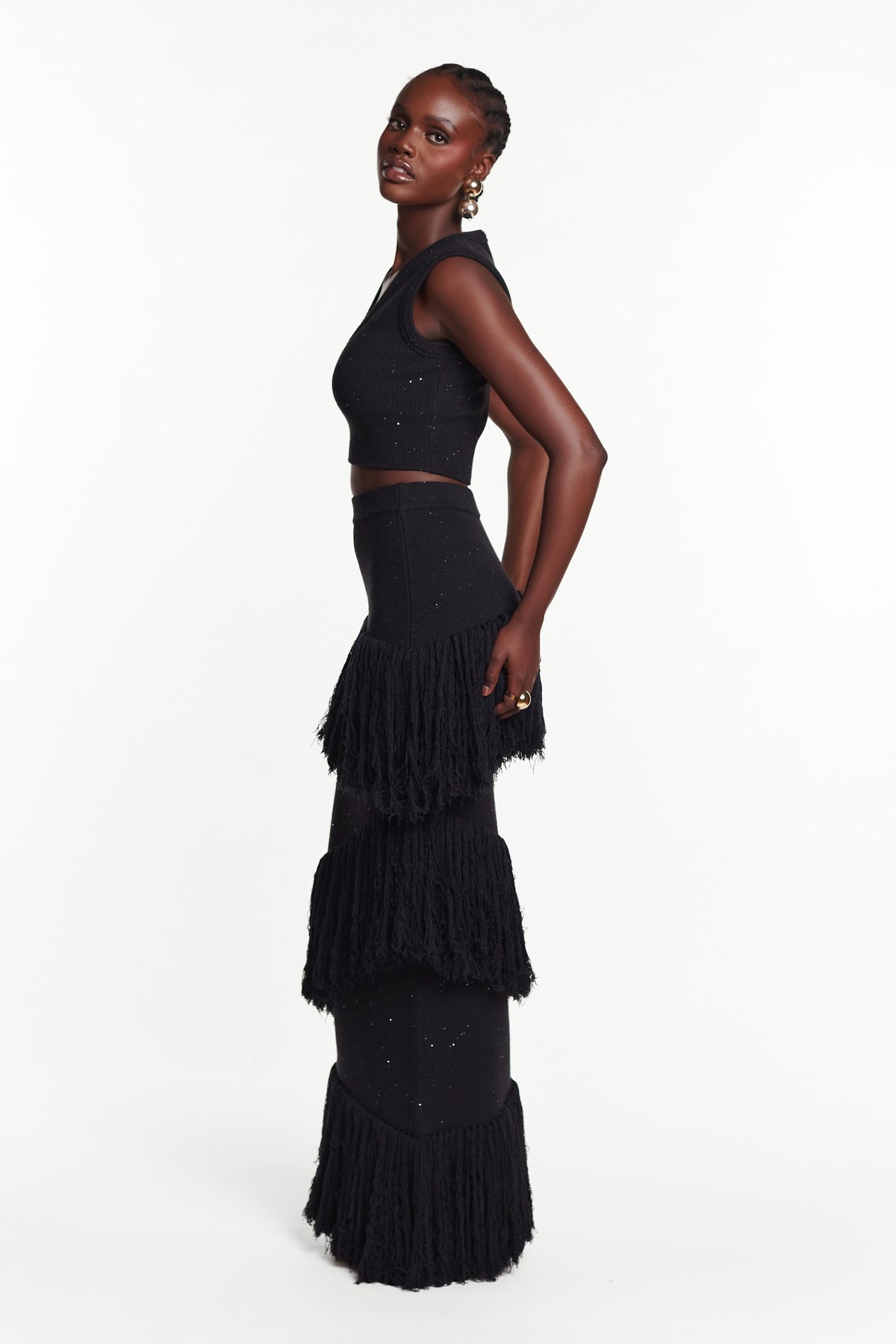 MMA Sequin Fringe Set in BLACK