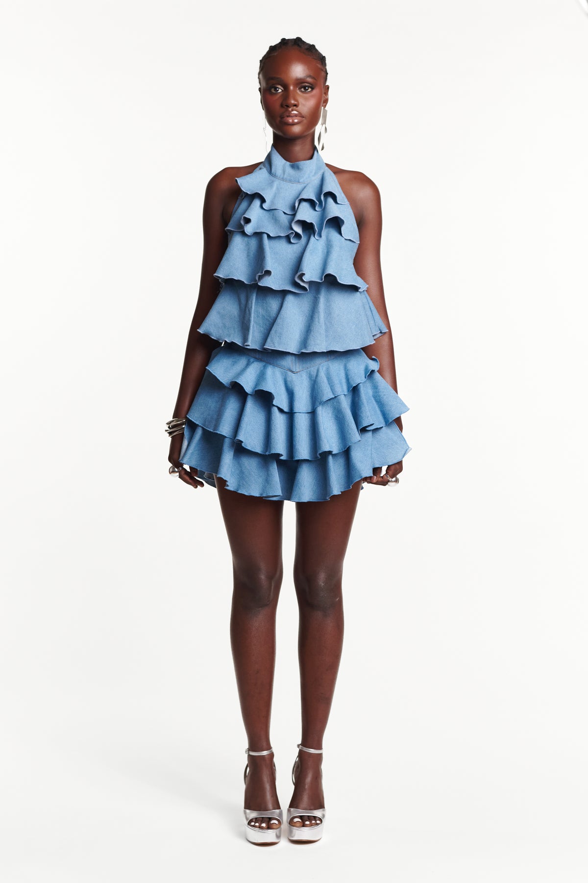 Light Denim FARA Ruffle top