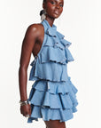 Light Denim FARA Ruffle top