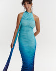 IRIS RUCHED HALTER MAXI DRESS