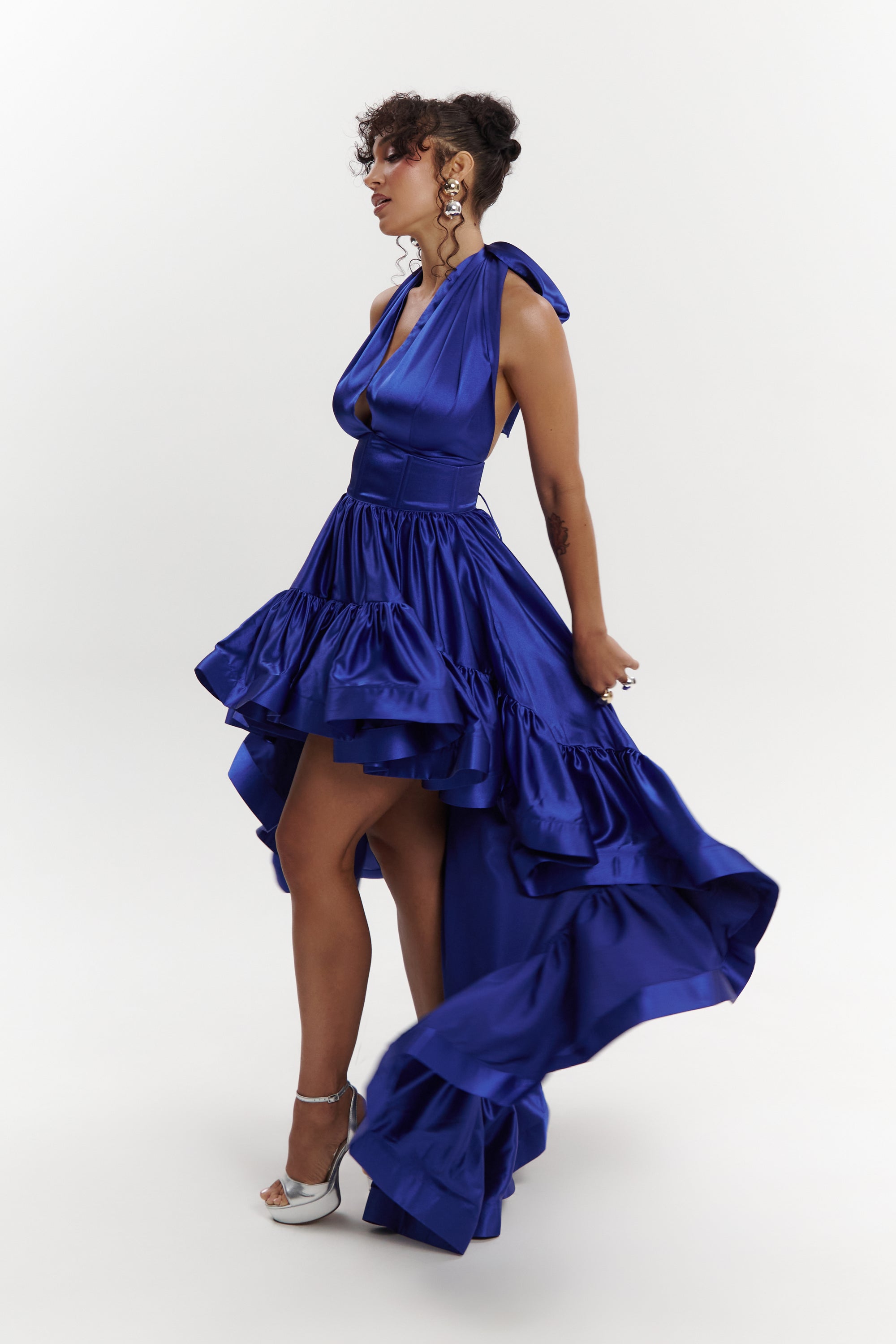 cobalt blue dresses Wedding Guest Dress | Cobalt Blue Dress for Weddings Gowns Lustrous satin twill ensures youll be subtly shining in this clean AMA Hi-low Dress in COBALT