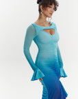 IRIS HI-LOW RUFFLE DRESS