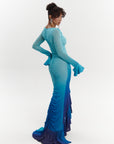 IRIS HI-LOW RUFFLE DRESS
