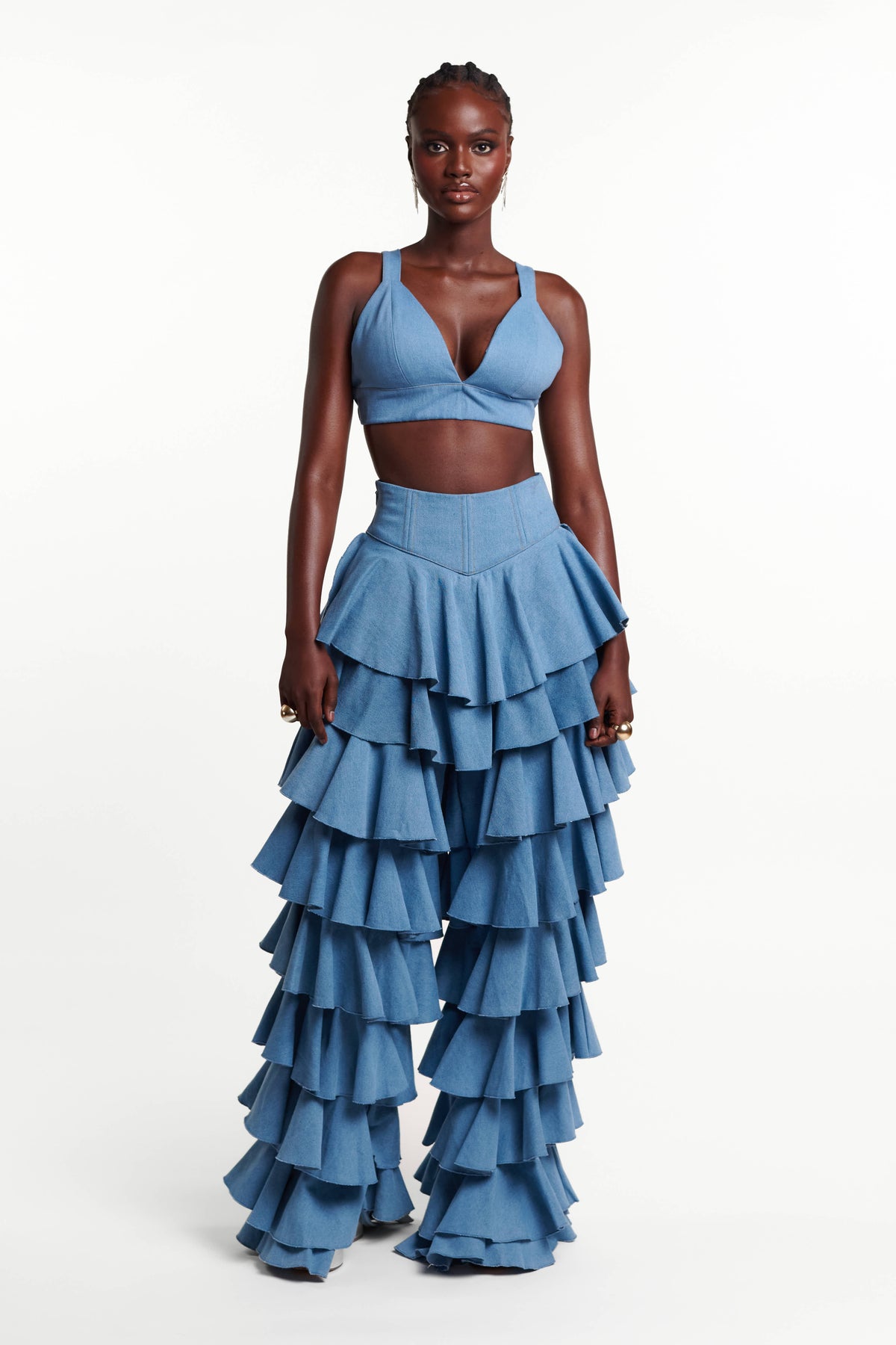 Light Denim DARIA Ruffle Pants