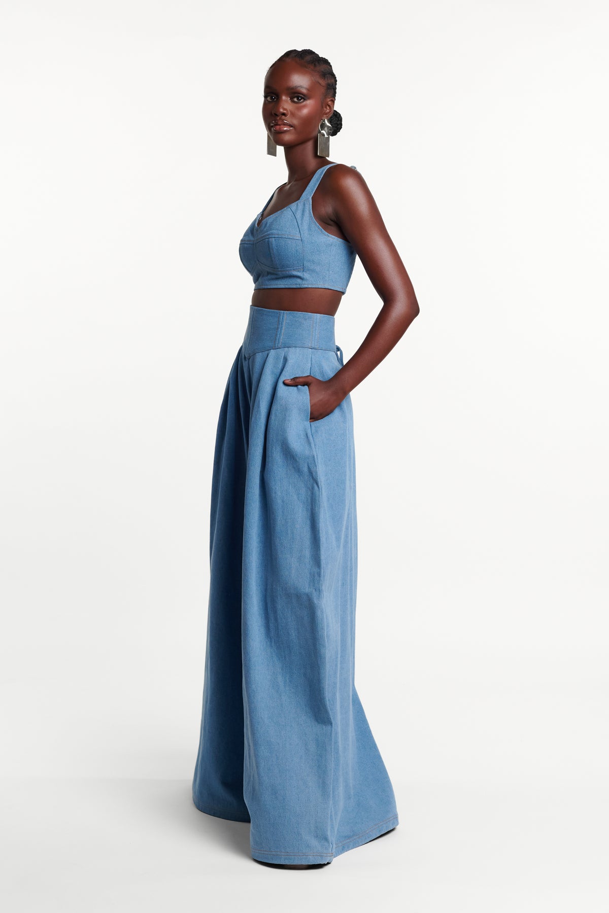 Light Denim KIARA Wide Leg Pants