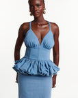 Light Denim ADELE Peplum Top