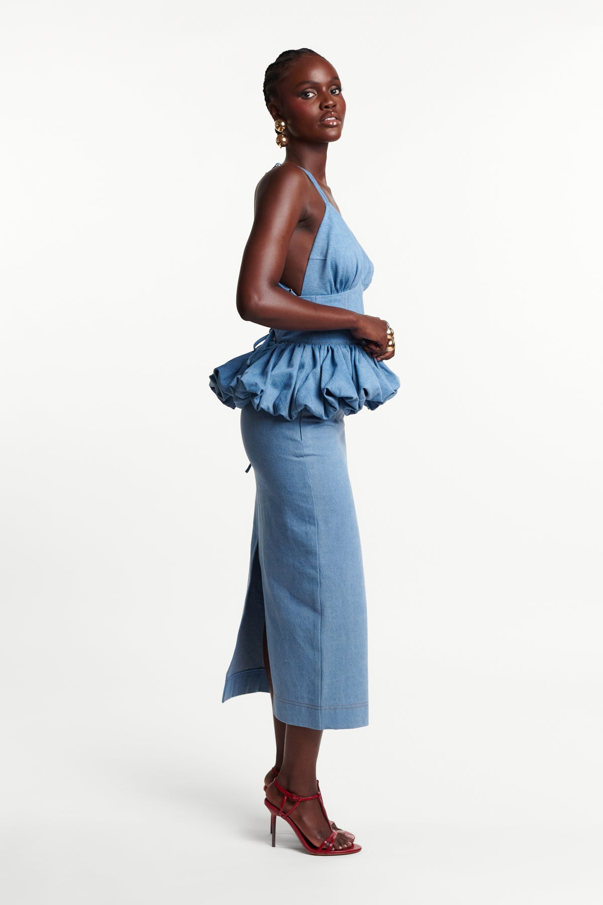 Light Denim ONA Midi Skirt