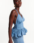 Light Denim ADELE Peplum Top