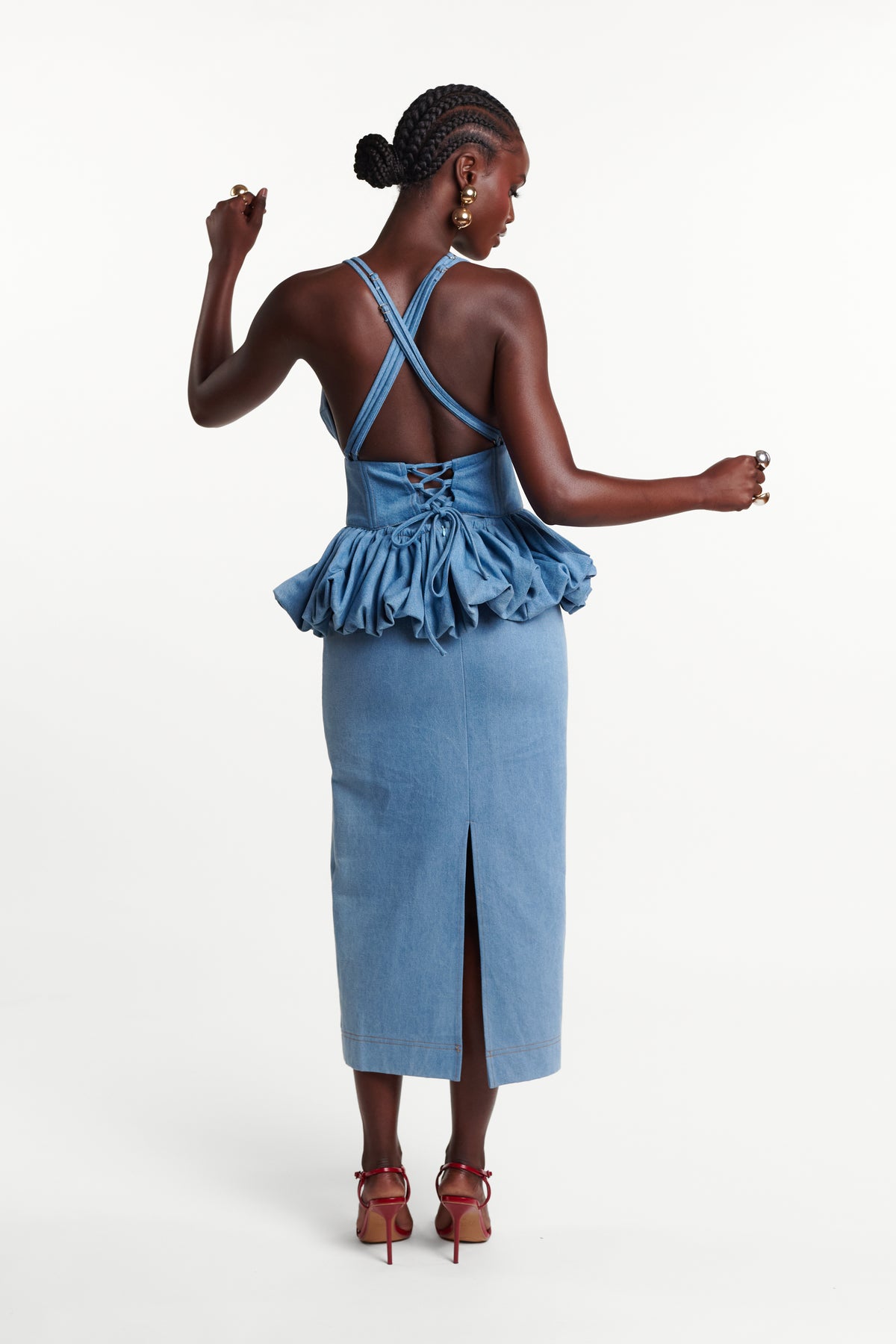 Light Denim ADELE Peplum Top