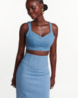 Light Denim ONA Midi Skirt