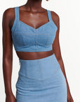 Light Denim ONA Midi Skirt