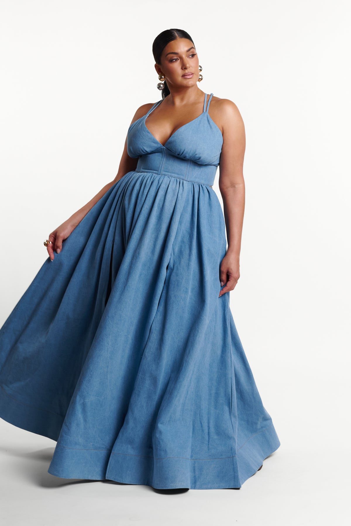 Light Denim ADELE Maxi Dress