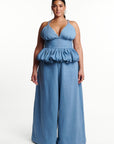 Light Denim ADELE Peplum Top