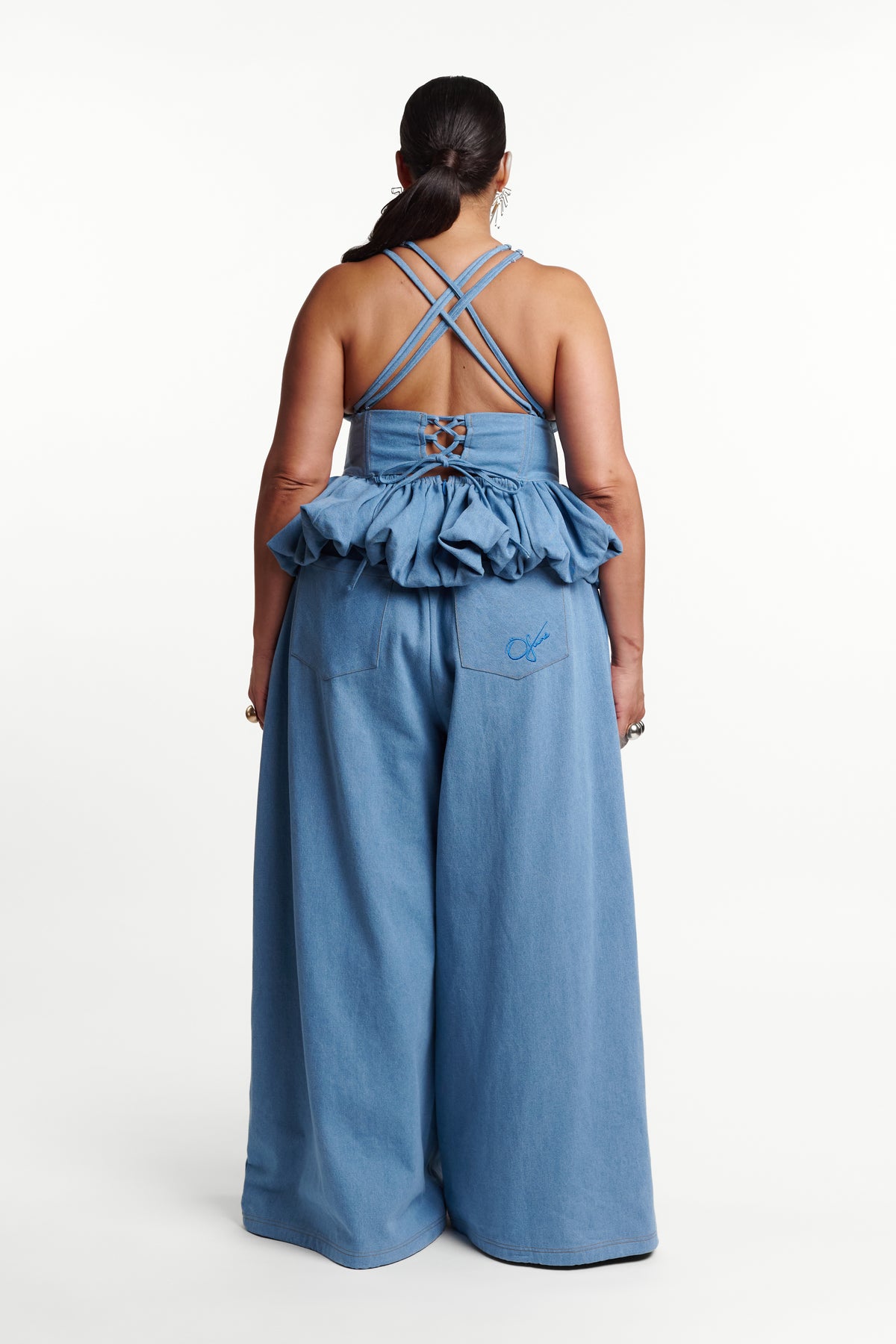 Light Denim ADELE Peplum Top