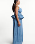 Light Denim ADELE Peplum Top