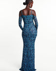 AZI BLUE Off shoulder Maxi Dress