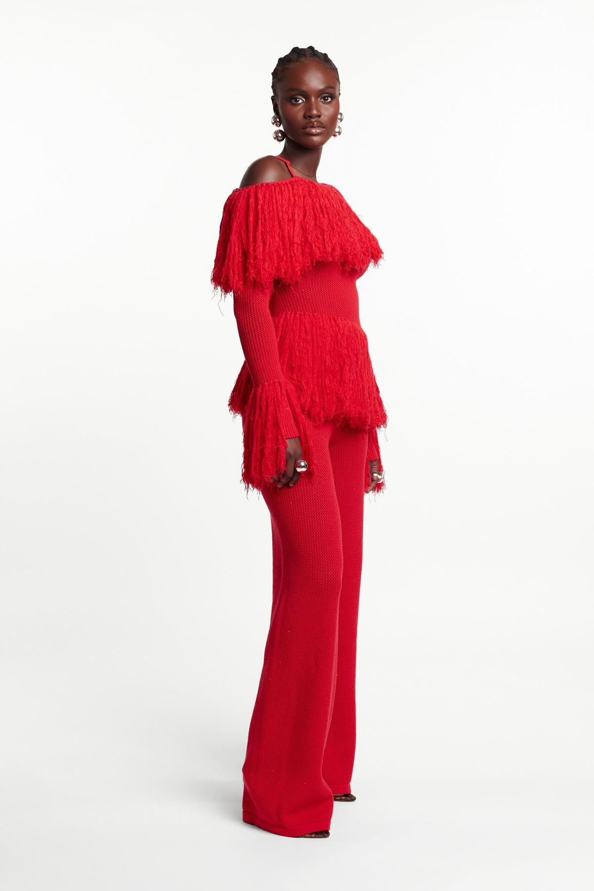 IGHO Sequin Fringe Pant Set in RED