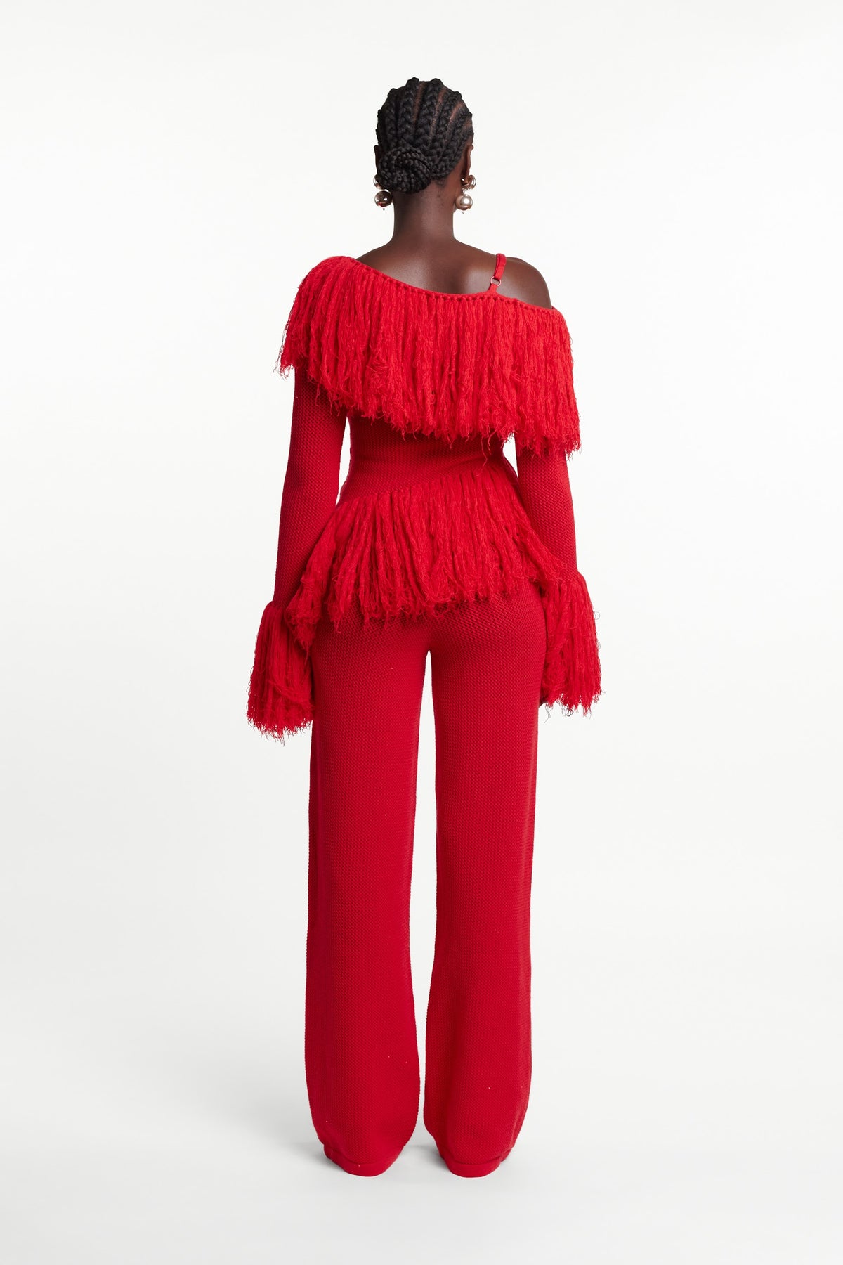 IGHO Sequin Fringe Pant Set in RED