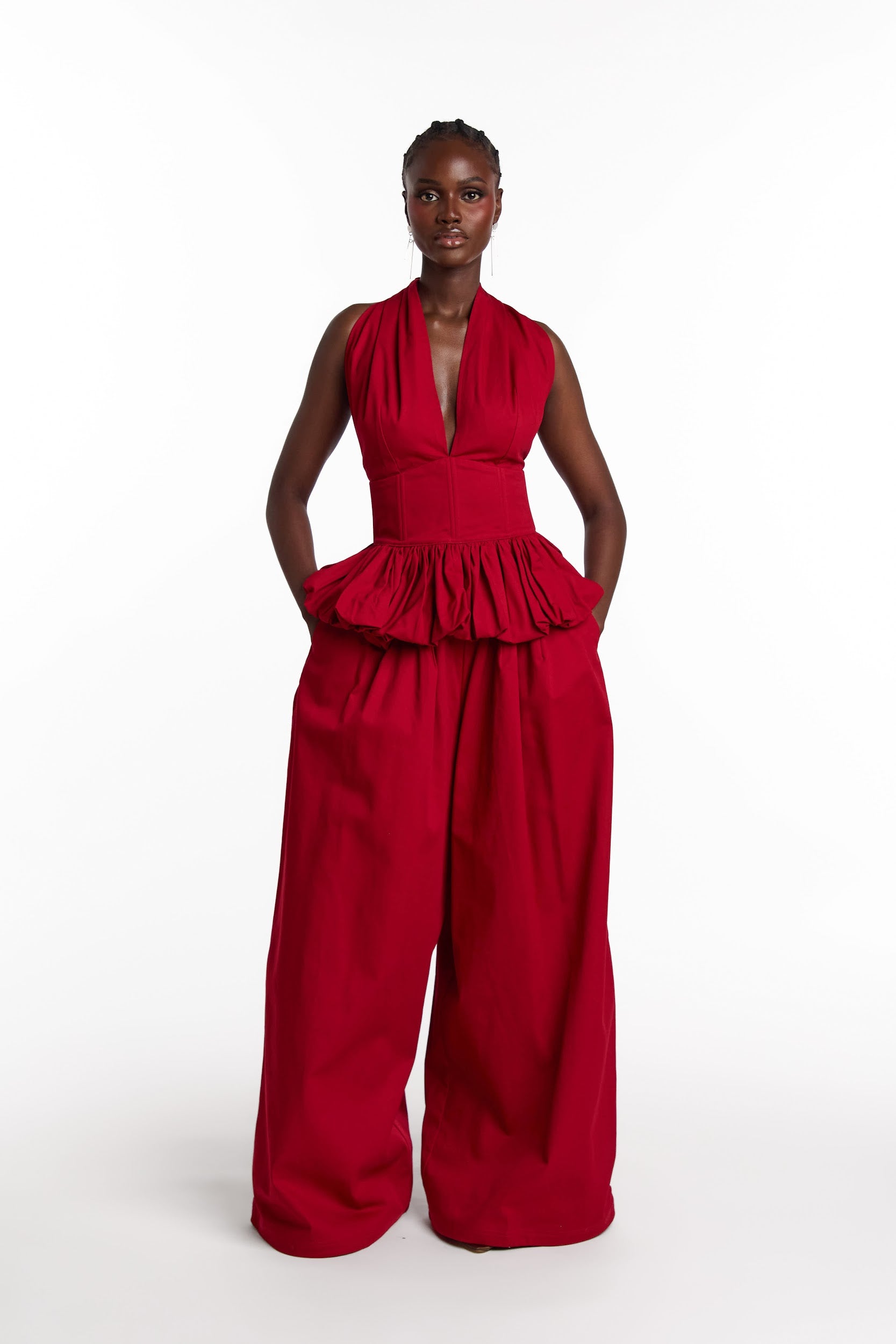 KIARA Wide Leg Pants in RED