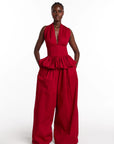GRACE Peplum Top in RED