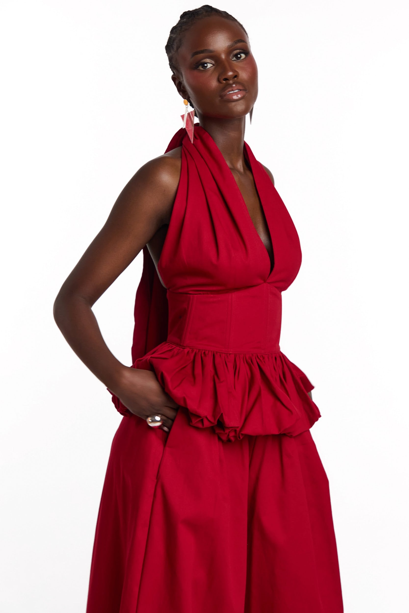 GRACE Peplum Top in RED