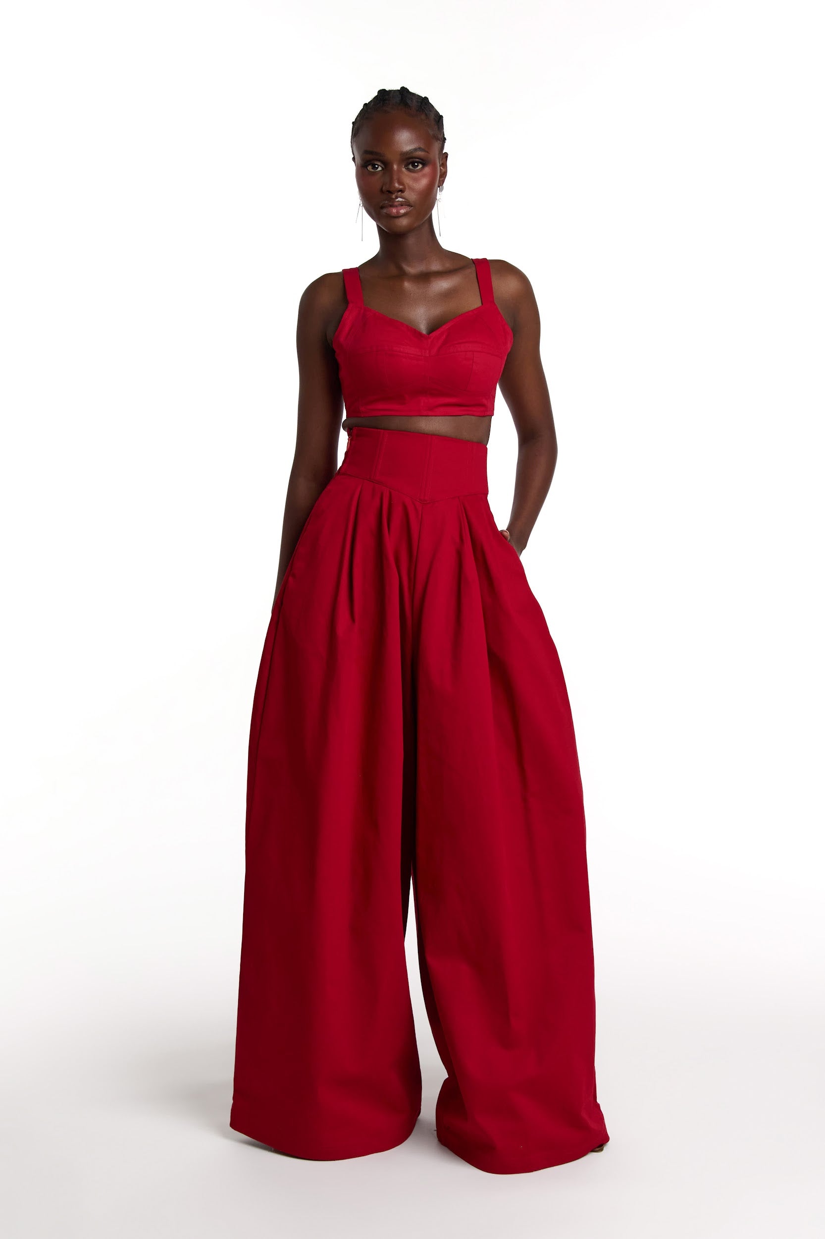 KIARA Wide Leg Pants in RED