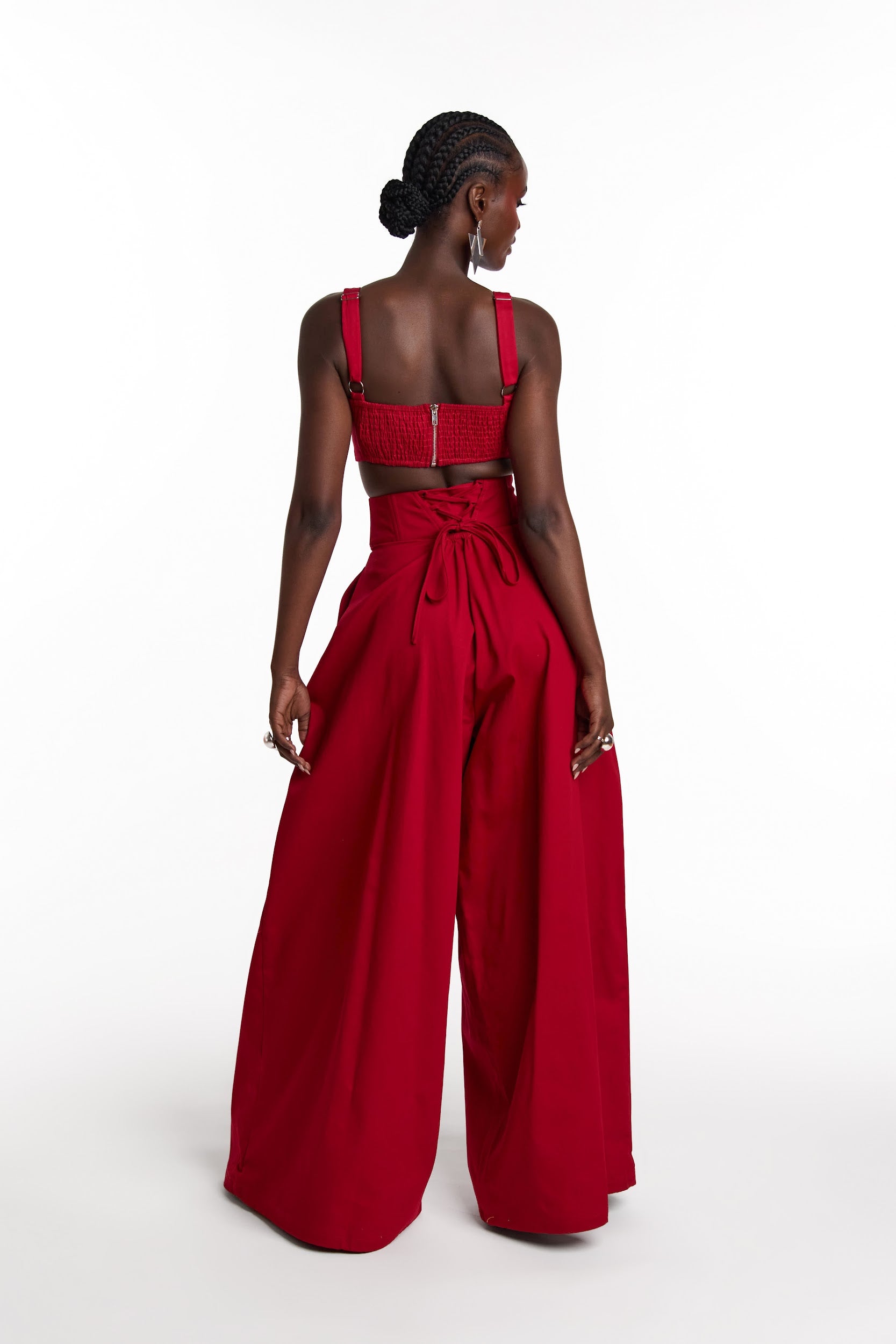 KIARA Wide Leg Pants in RED