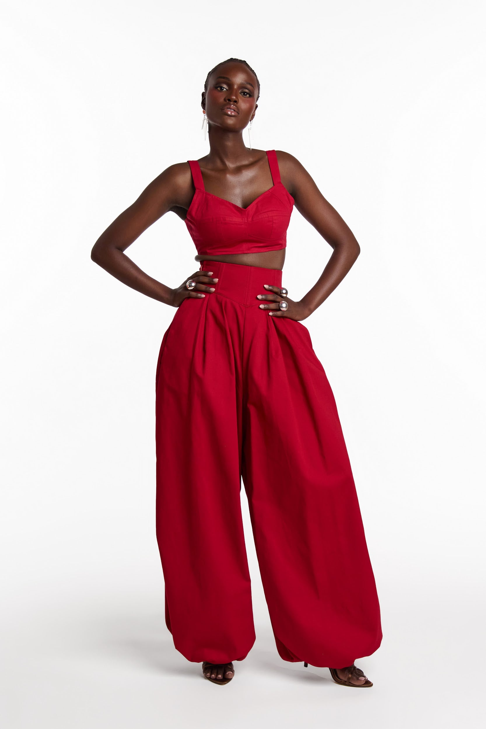 KIARA Wide Leg Pants in RED