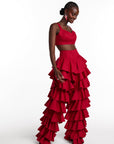 DARIA Ruffle Pants in RED