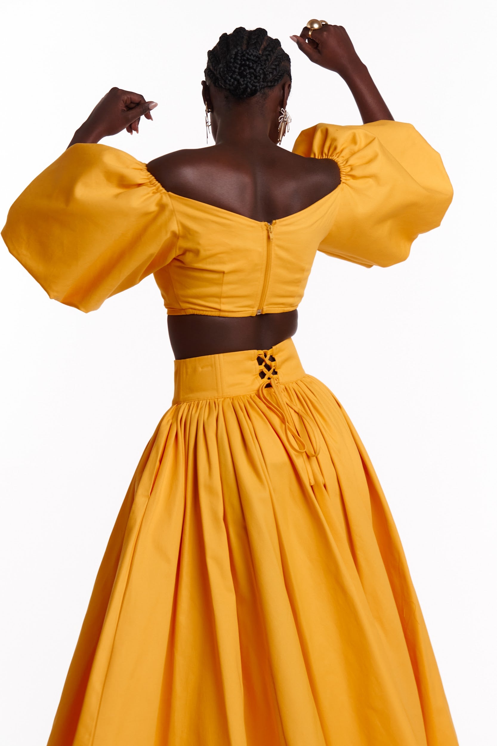 SKYE Puffy Sleeve Crop Top in AMBER
