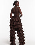 DARIA Ruffle Pants in BROWN