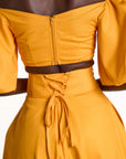 SKYE Puffy Sleeve Crop Top in AMBER