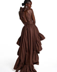 AMA Hi-low Dress in BROWN