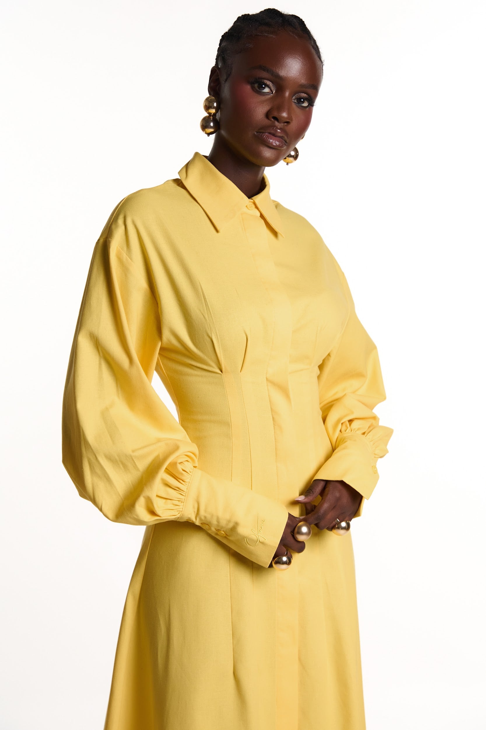 VERA Shirt Dress in Yellow – OFUURE