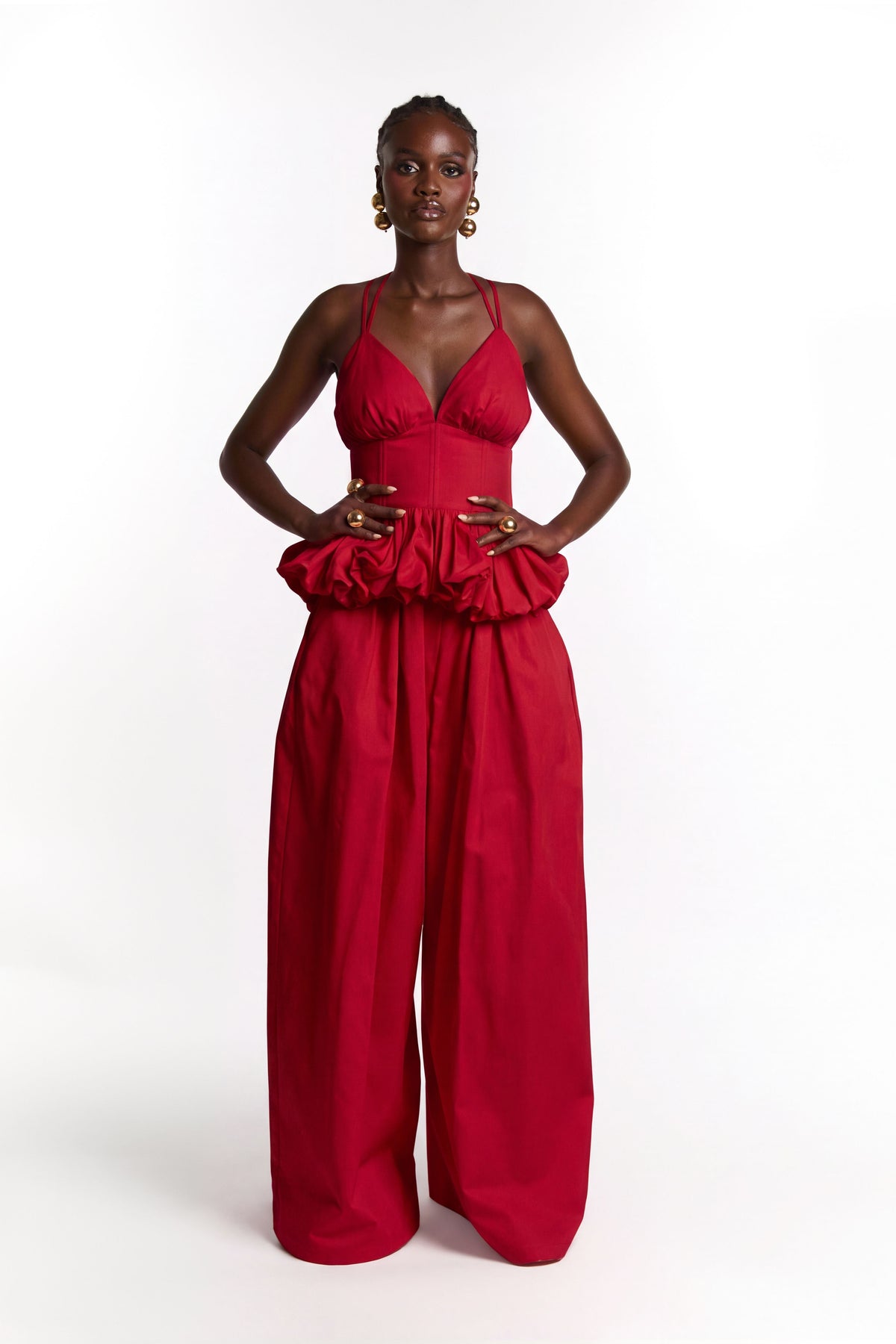 ADELE Peplum Top in RED