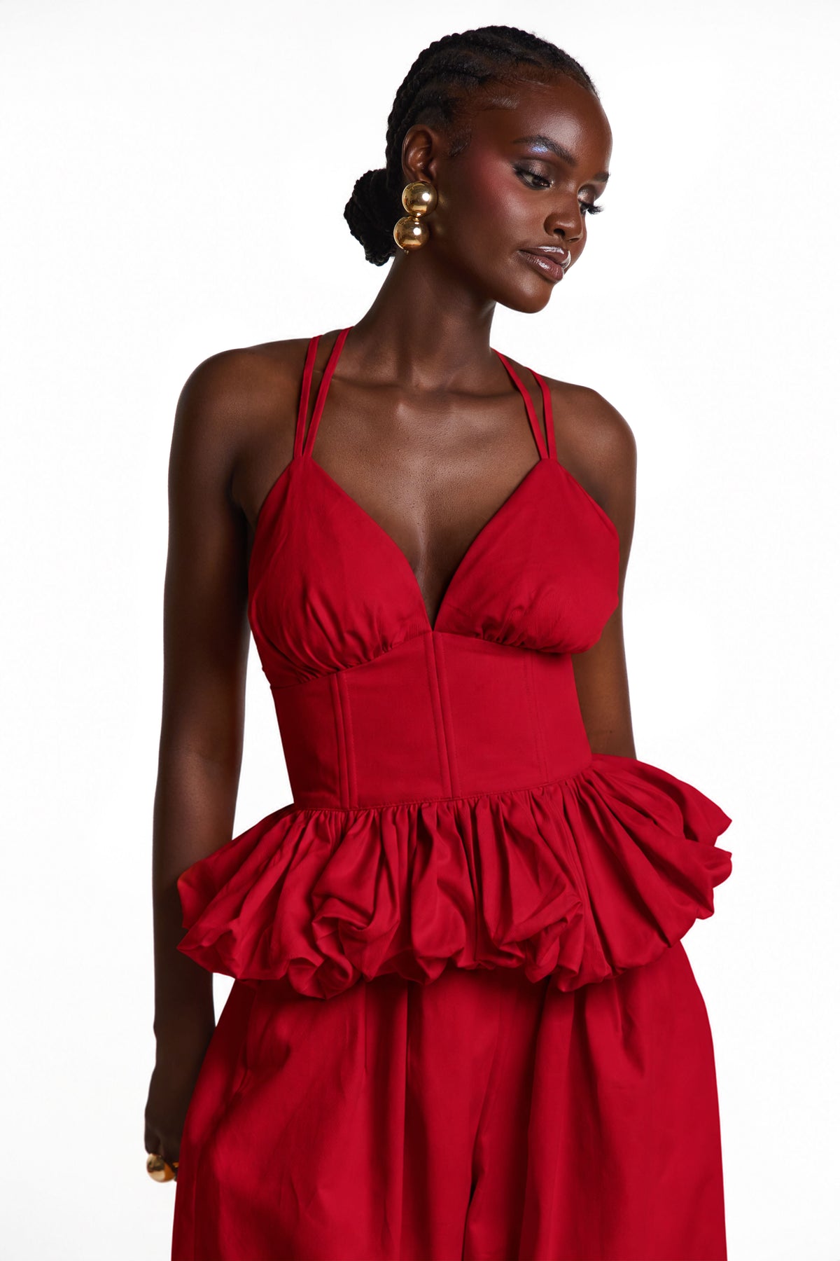 ADELE Peplum Top in RED