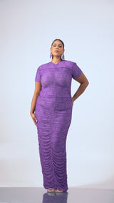 IZA RUCHED MAXI MESH DRESS