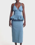 Light Denim ADELE Peplum Top