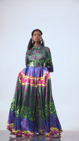 ANU GREEN MAXI SHIRT DRESS