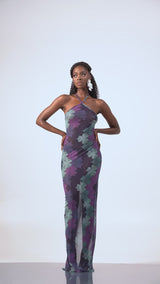 ZURI HALTER MAXI MESH DRESS