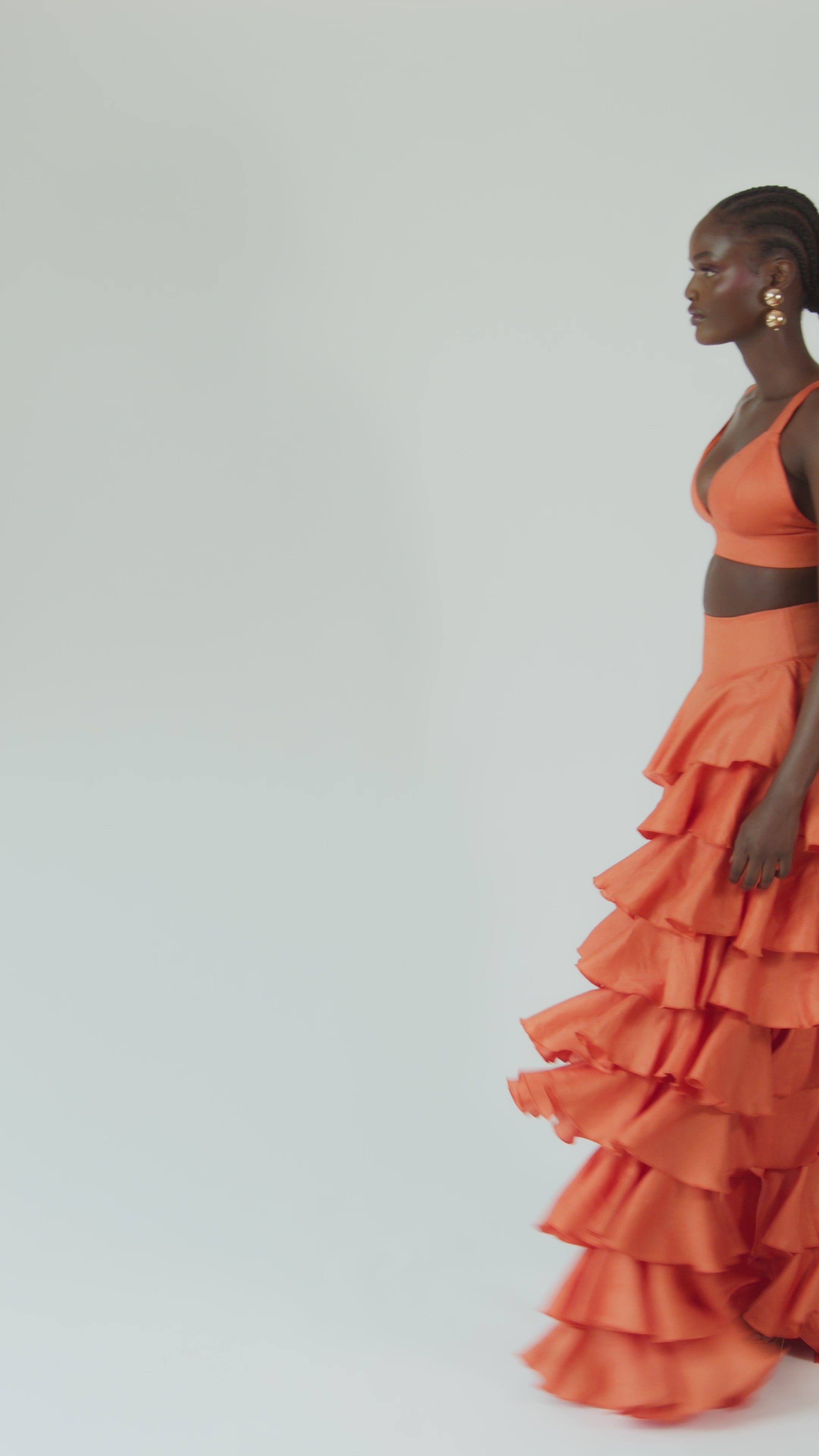 Linen DARIA Ruffle Pants in Orange – OFUURE