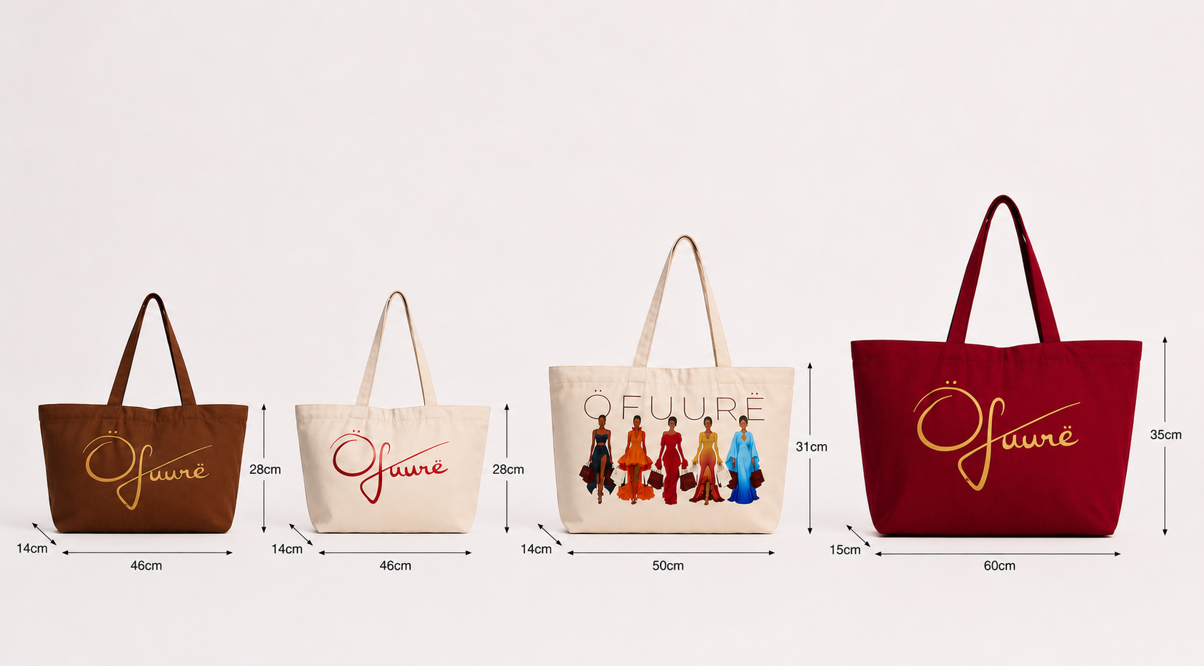 ÖFUURË Large Tote Bag in BURGUNDY