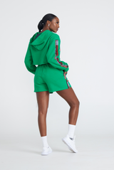 CROP QUEEN Hoodie Short Set (Ankara)- GREEN